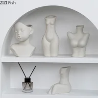 Chest Nude Figures Vases Human Body Art Ceramic Flower Pots Desk Decoration Artificial Flowers Decorative Porcelain Floral Vase 2