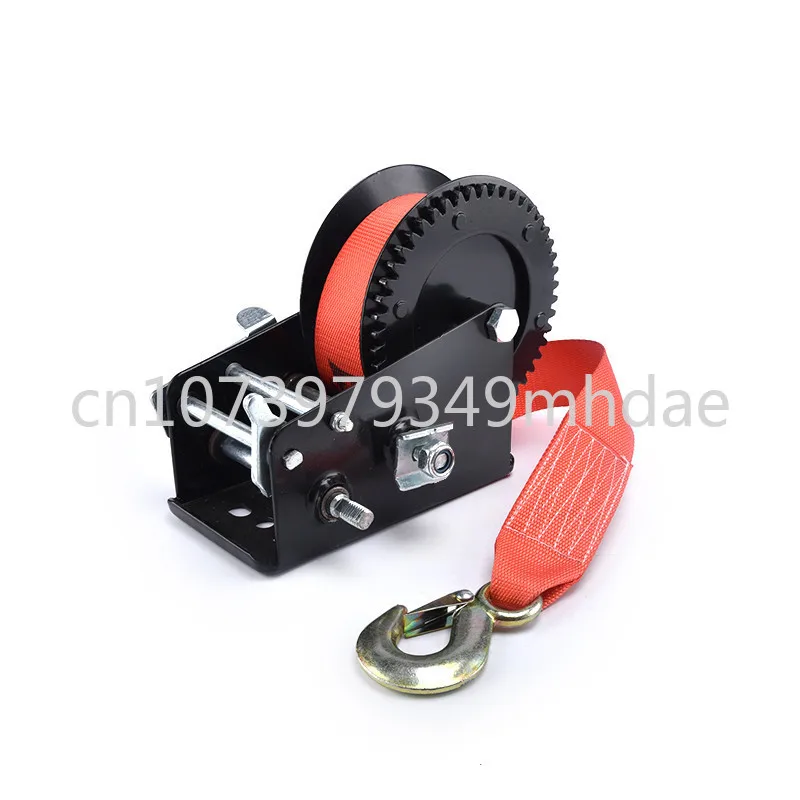 

Manual Winch Hoist Winch Black Spray Plastic Bottom Shell 2500 Pounds (LBS) with Ribbon Yacht Winch