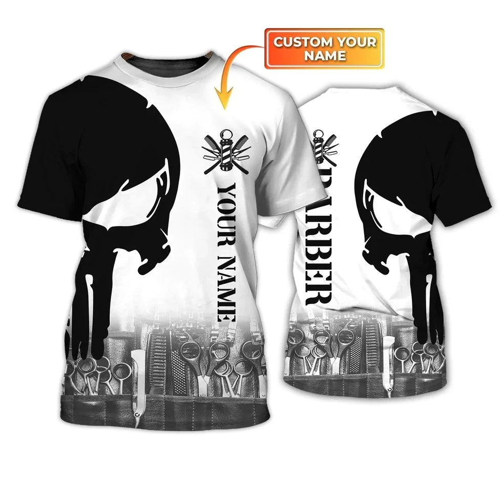 

Men's fashion summer T-shirt Personalized name Barber 3D printed T-shirt Unisex Harajuku street casual sports short sleeved top