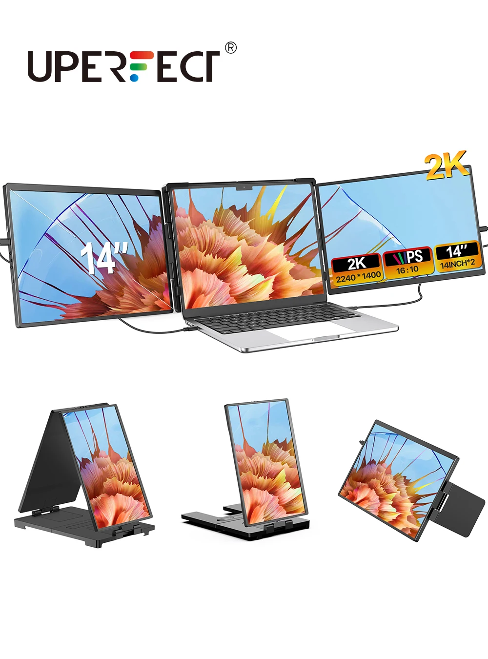ノートパソコン用　トリプルモニター　14インチ UPERFECT Z 14 ノートパソコン スクリーンエクステンダー