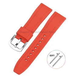 Universal Waterproof Sport Silicone Watch Band with Quick Release - Rubber Strap - Black Buckle (Red)