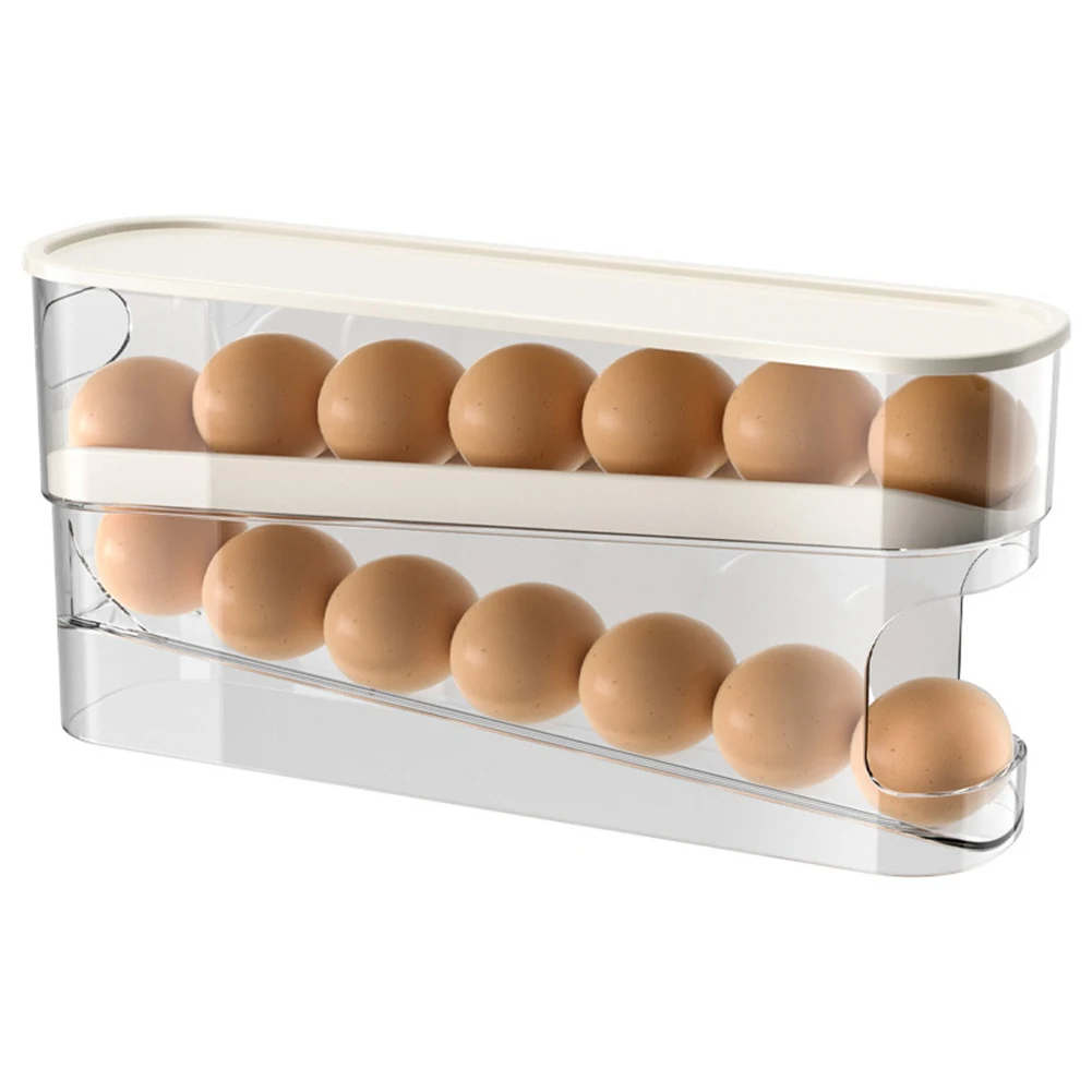 

Refrigerator Egg Storage Box Automatic Scrolling Egg Holder Household Large Capacity Kitchen Egg Holder Dispenser Rolling Eggs