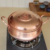 Casserole pure faite à la main en cuivre violet avec marmite à ragoût de cuisine épaisse avec couvercle, marmite à nouilles instantanées, marmite à soupe de grande capacité 6