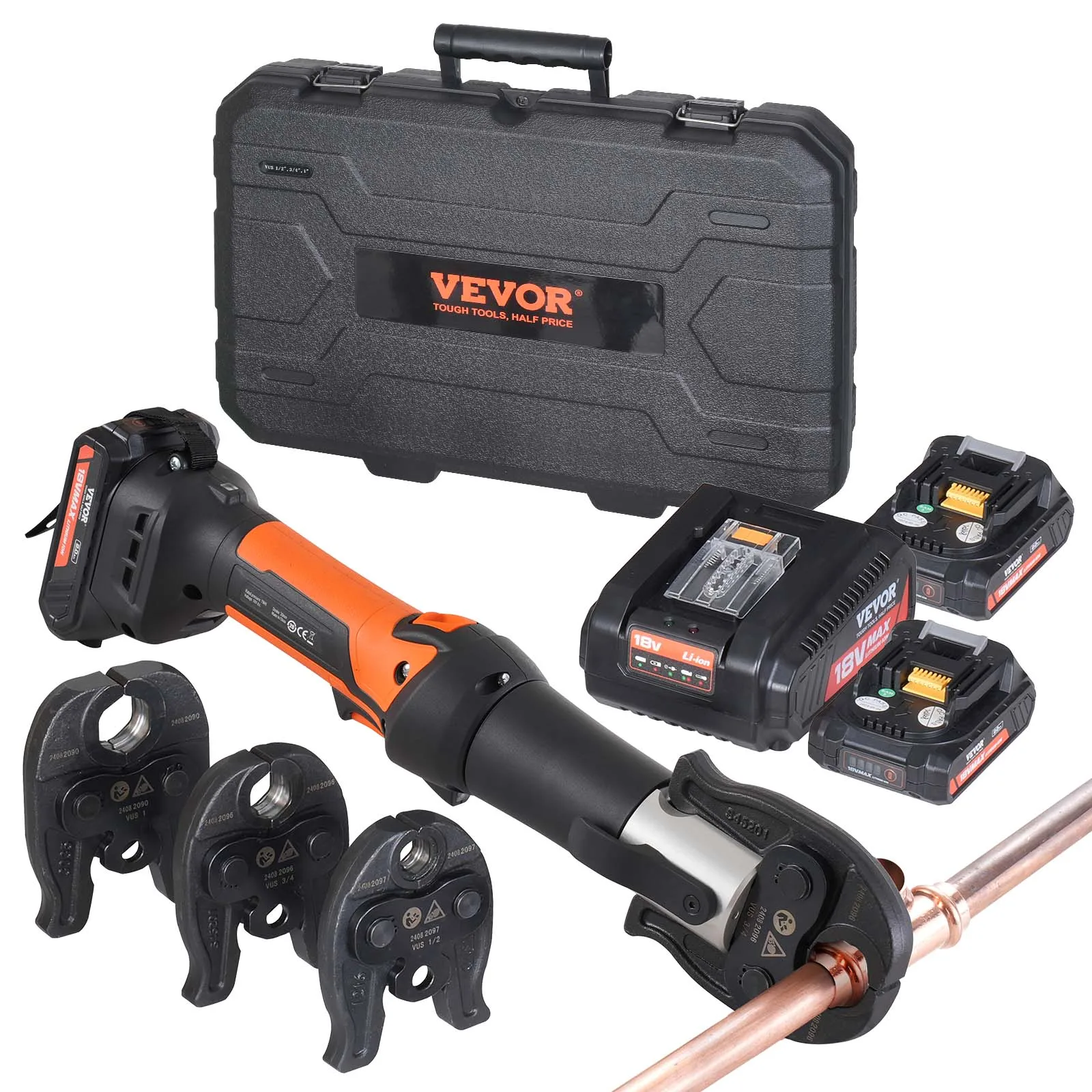 Electric Copper Pipe Crimping Tool Kit with 3 Jaws