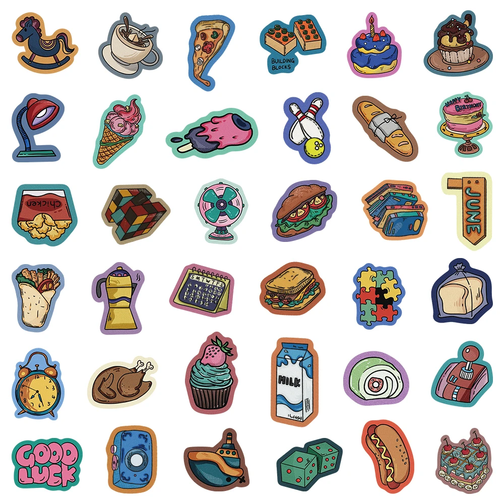 80Pcs Vintage Mix Carnival Graffiti Sticker For Skateboard Guitar Laptop Luggage Motorcycle Scrapbook Food New World Decal Decor