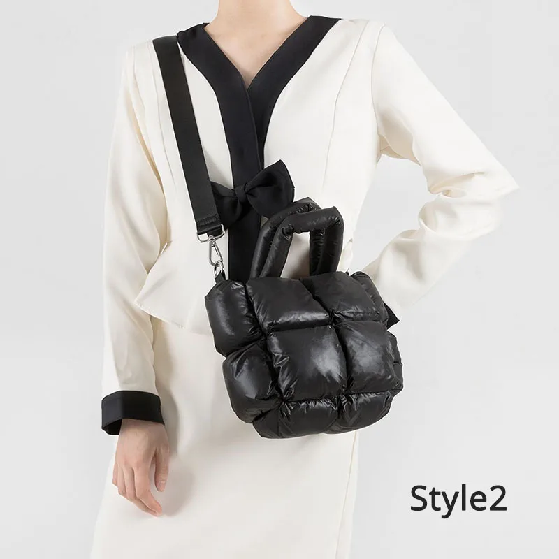 Space Down Cotton Luxury Designer Handbag Large Tote Winter New Soft Padded Shoulder Bags for Women Autumn Trend Crossbody Bag