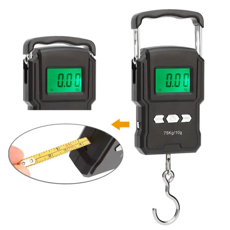 

Fishing Scale 75kg/10g LCD Digital Temperature Display Weight Hanging Hook Luggage Auto-off Steelyard Thermometer Tool