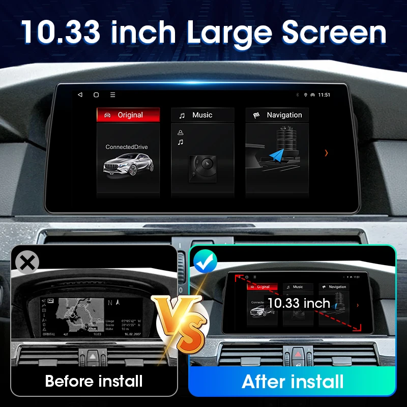 Srnubi 10.33 ġ ȵ̵ 2Din ڵ , BMW 5 ø E60 E61 E63 E64 2006 2010 ,  ī÷, ڵ Ƽ̵  