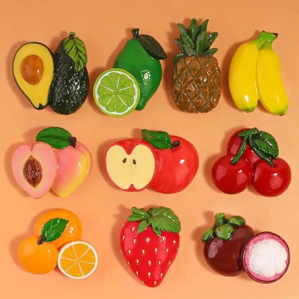 

Cute 3D Fruit Refrigerator Stickers 3D Magnetic Resin Food Toys Fruit Design Cartoon Simulated Fruit Magnetic Stickers
