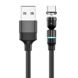 Magnetic 540° Rotating USB Type C Charging Cable - Available in 3m/2m/1m Lengths - 0.5m (Black USB C Wire)