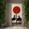 Japan Door Curtains Red Sun Japanese Shrine Door Red Round Plum Blossom Noren Kitchen Room Partition Half Curtains Blocking 4