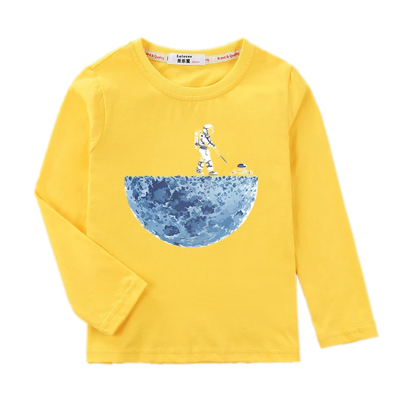thumbnail image 1 of Camisa de manga larga para niños, camiseta divertida de astronauta, ropa de algodón para primavera y otoño, camisetas de moda para niños astronautas, 1 of 5