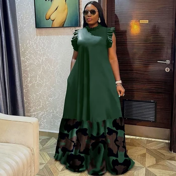 Abito africano per donna abiti Patchwork con stampa mimetica abbigliamento africano estate New Fashion Streetwear Maxi Dress Vestidos 1