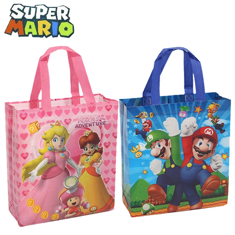 Super Mario Borse In Tessuto Non Tessuto Cartoon Figure Borsa Tote Impermeabile Per Bambini Borsa Portaoggetti Per Cancelleria Forniture Per Decorazio