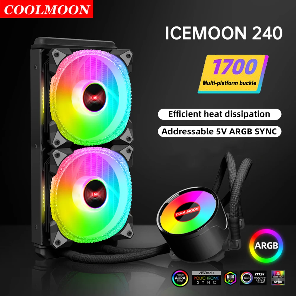 Coolmoon 5v 3pin argb resfriamento de água para lga1700/115x/2011/am4