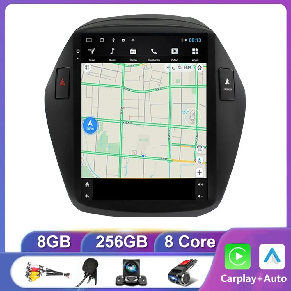 

Автомобильный радиоприемник Android 13 для Hyundai Tucson 2 LM IX35 2009-2015 мультимедийный видеоплеер навигатор GPS Carplay стерео 4G + WIFI DSP