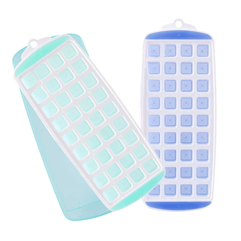 

2 Pcs Ice Square Tray,Silicone 72 Grid Ice Square Mold With Lid, Stackable,For Whiskey Cocktails Fruit Baby Food Chill