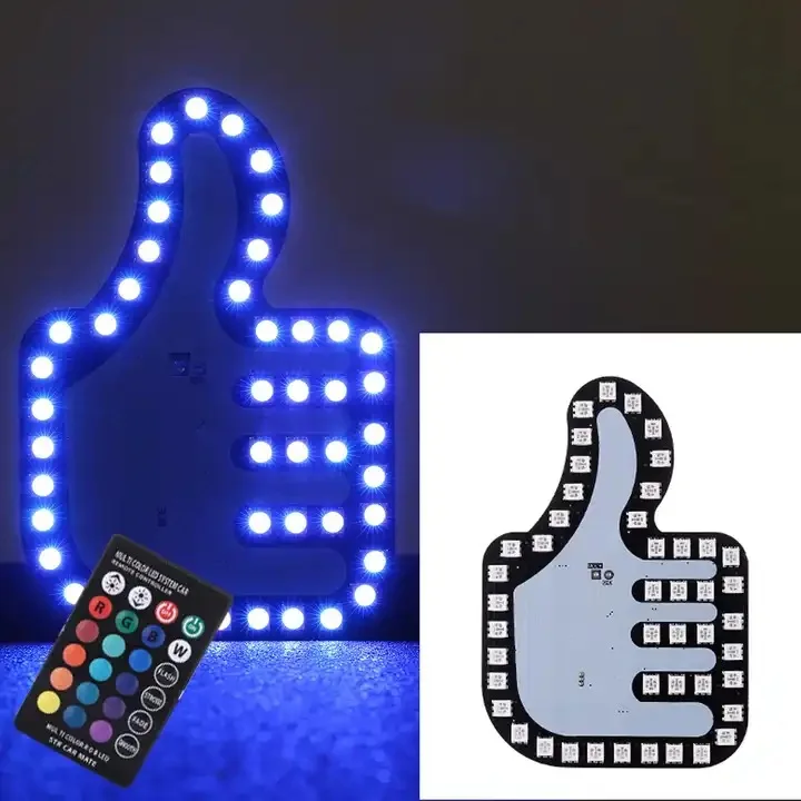 Segnale A LED A Forma Di Pollice Per Auto - Luce USB Con Telecomando - Gadget Divertente Per Esprimere Emozioni - 4