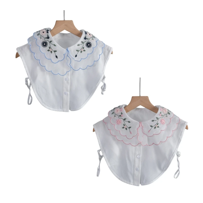 

Women False Collar Embroidery Floral Tiered Lapel Vintage Detachable Dickey Top