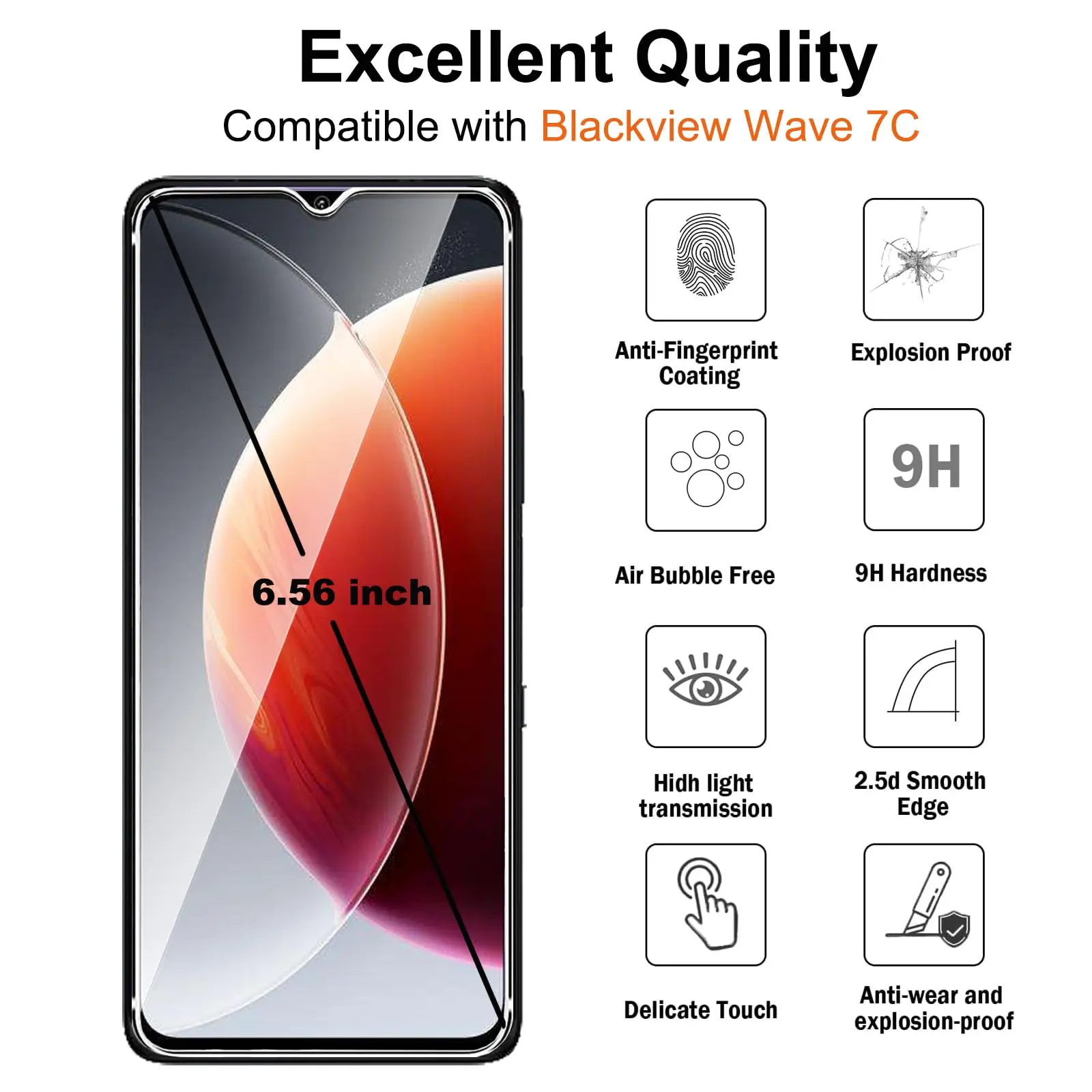 Tempered Glass HD Crystal 9H Anti-Scratch Screen Protector, Case Friendly