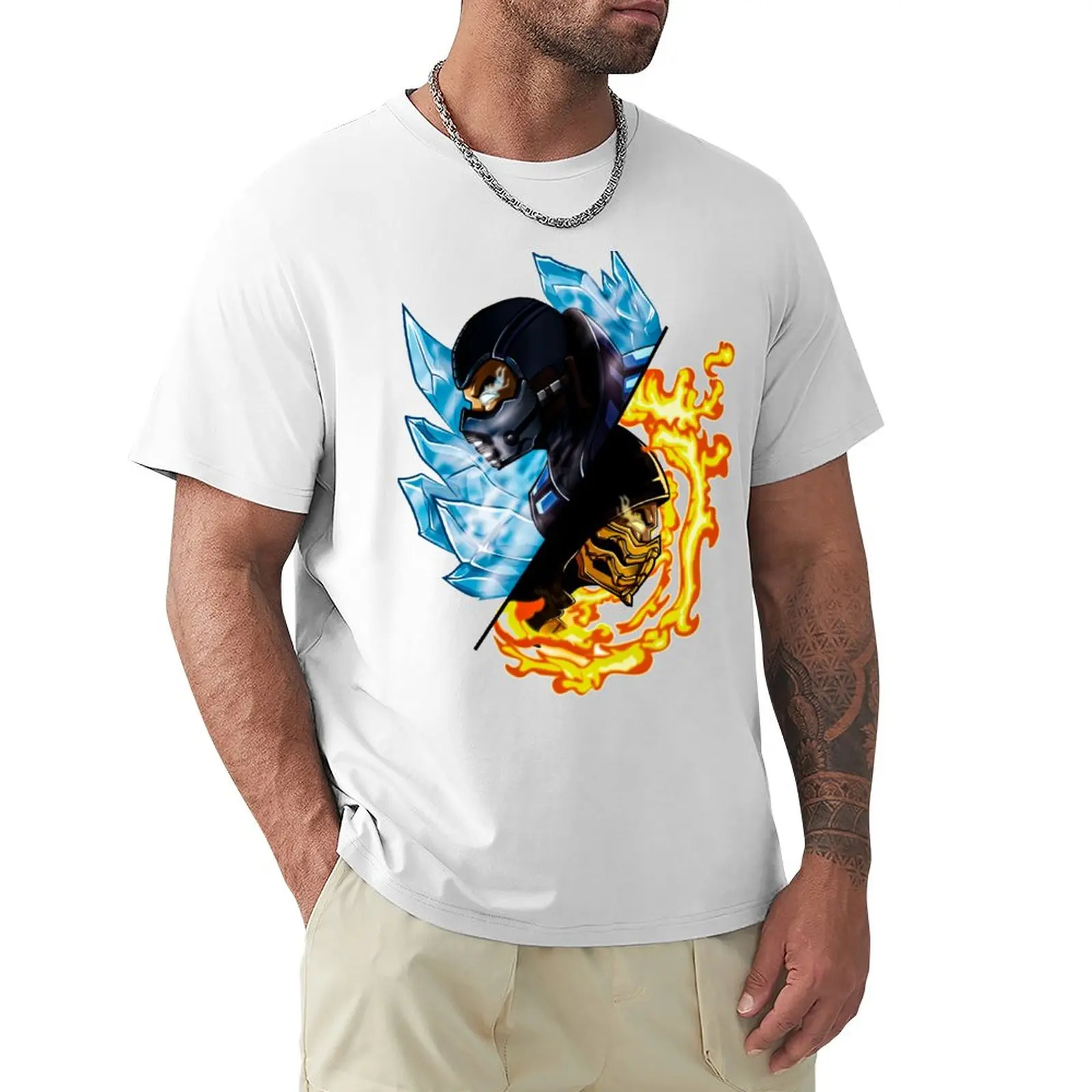 Scorpion Vs Sub Zero Mortal Kombat T-Shirt Funnys Anime Clothes Magliette Per Uomo Graphic