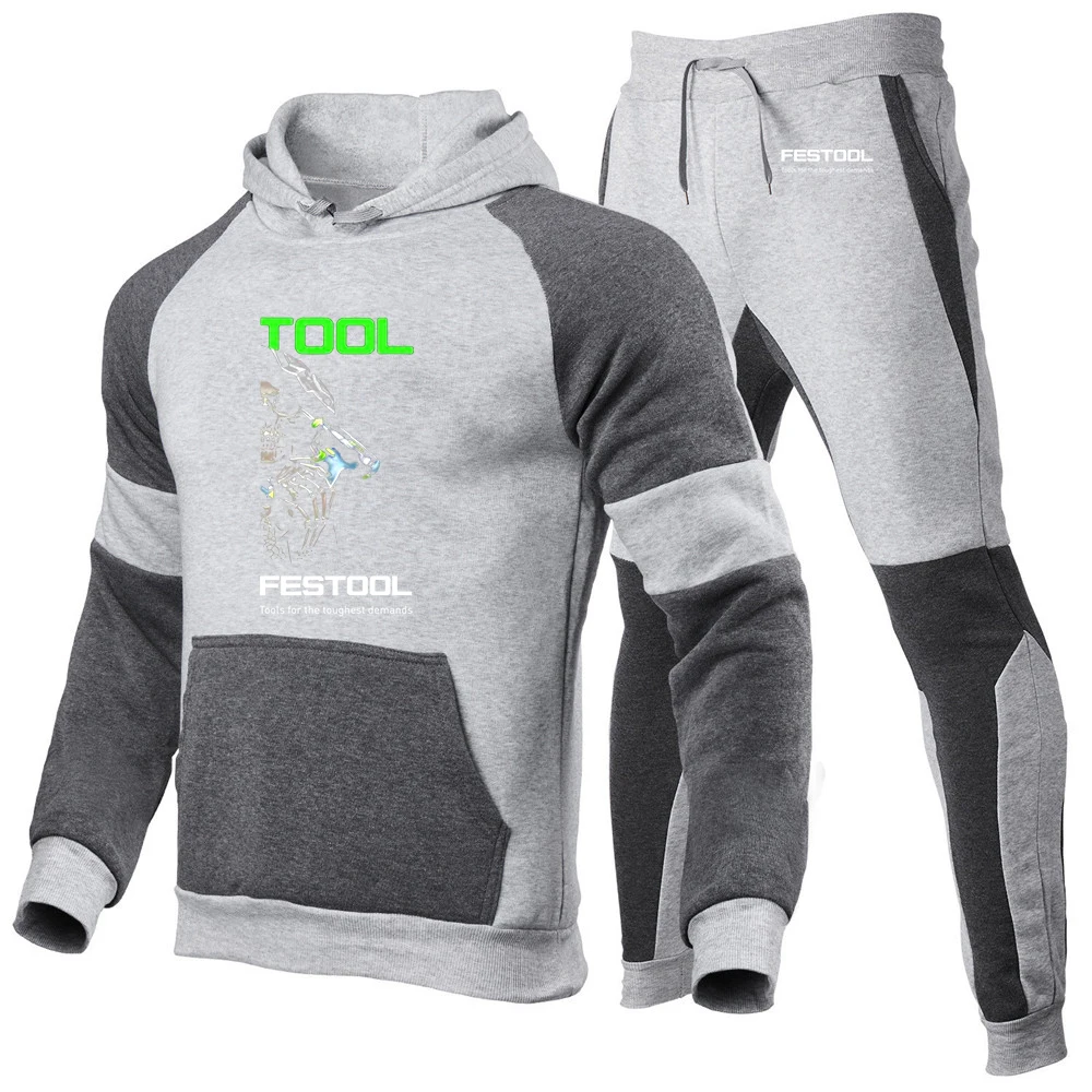 Festool Fashion 2023 New Men Spring and Autumn Long Sleeve Pullover Casual Cotton Sweatshirt Sweatpants Suit