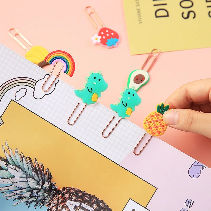 Cute Cartoon Furit Animal Paper Clips Metal Paperclips Bookmarks Clips 20Pcs/Lot School Supplies Kawaii Office Accessories Gift paper clips