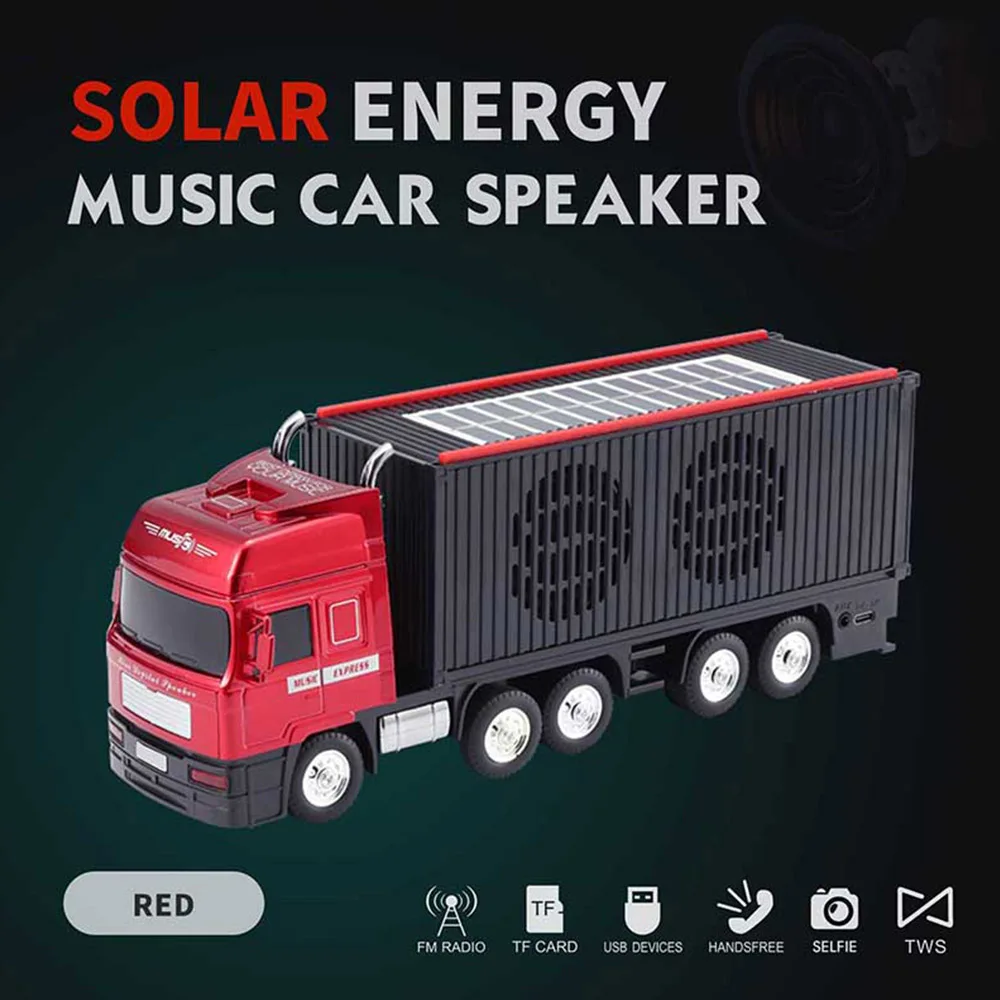 2025 Truck Shaped Music Player Solar Powered Bluetooth Car Speakers Fm Radio Rechargeable Selfie Wireless Speaker 1