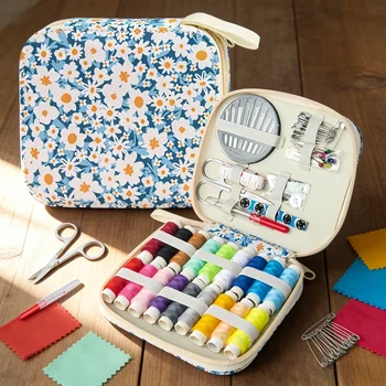 Mini Floral Sewing Kit Portable Travel Needle Thread Set with Scissors Tape Measure DIY Handwork Sewing Accessories 1