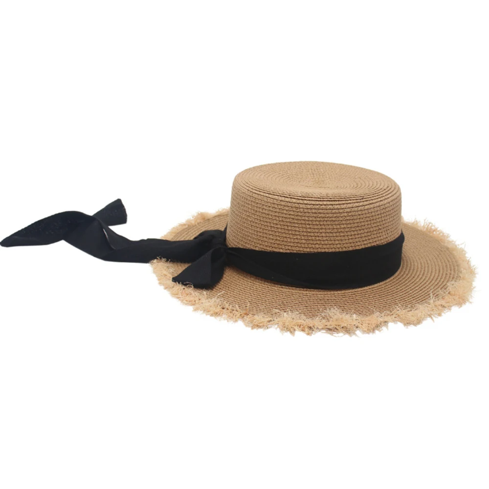 Summer Sun Protection Woven Women'S Straw Hat Bow Tie Elegant Beach Hat Large Brim Sun Hat for Vacation sun hats