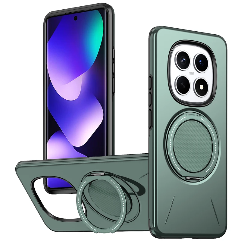 ELVEV Magnetic Shockproof Case with Rotating Ring Bracket - Hard PC + Soft TPU