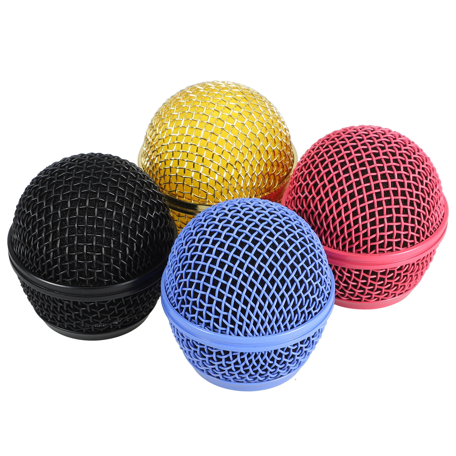 

4 Pcs Replacement Grill Grates Colored Microphone Accessories Metal Grille for Cordless Parts Head