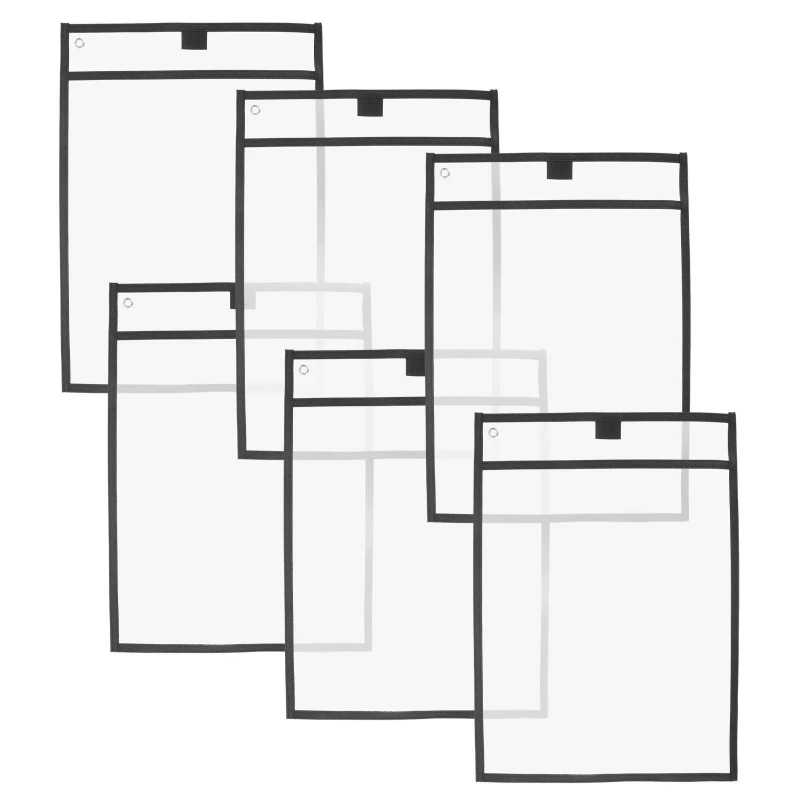 6Pcs 투명 PVC 재사용 가능한 건식 지우기 포켓 슬리브 마커 홀더 사무실 교실 교육 용품 편지지 보관 가방