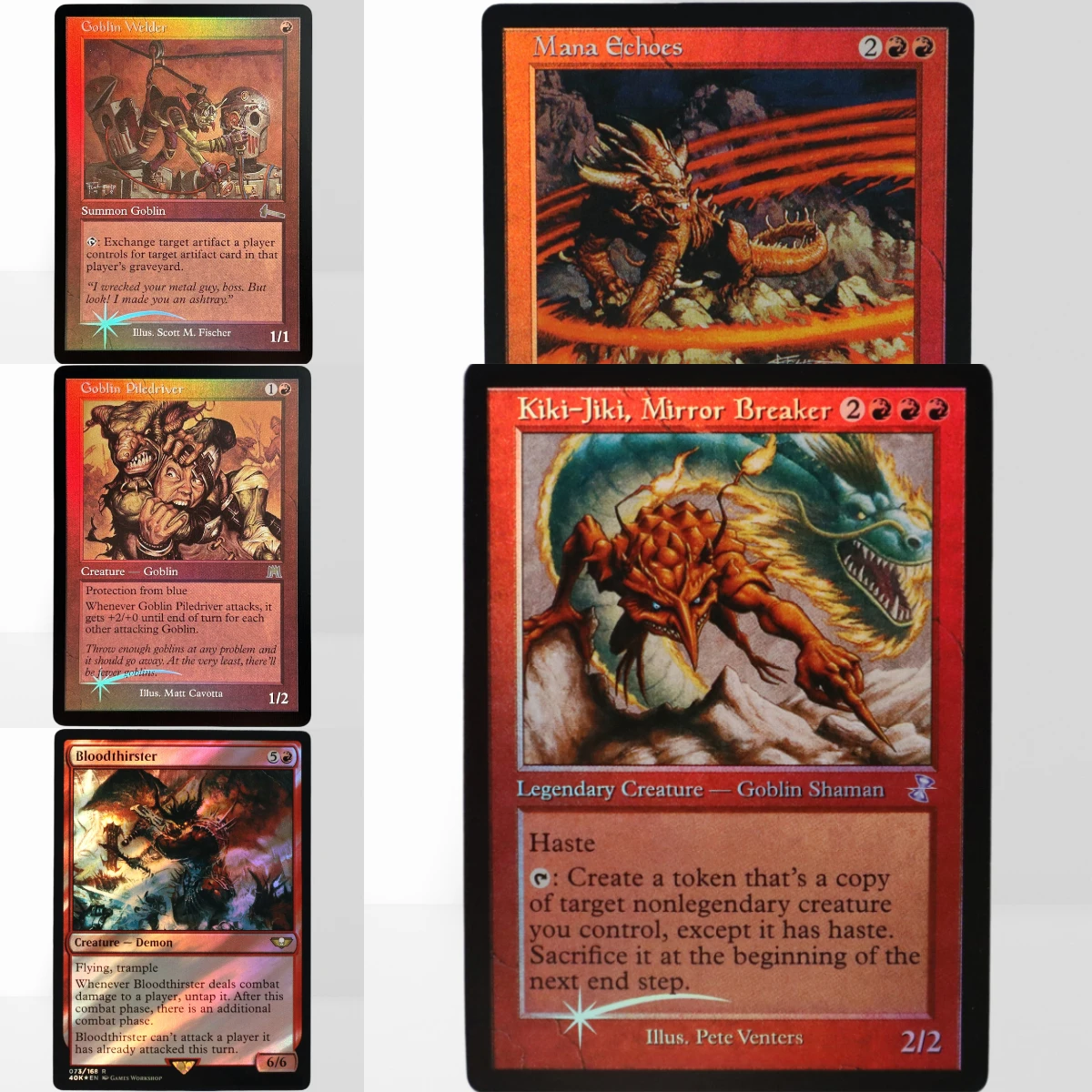 TOP Red Foil TCG Cards for Magical Proxy Mana Echoes Goblin Welder Goblin Piledriver Flare of Duplication Goblin Lackey