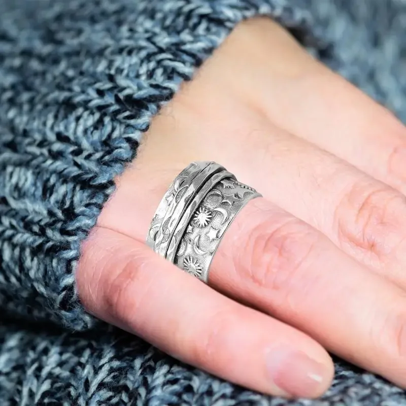 Simple Retro Star and Moon Ring for Women Men Creative Punk Hip Hop Personalized Ring Bohemian Jewelry Gifts طيز بنات صغار