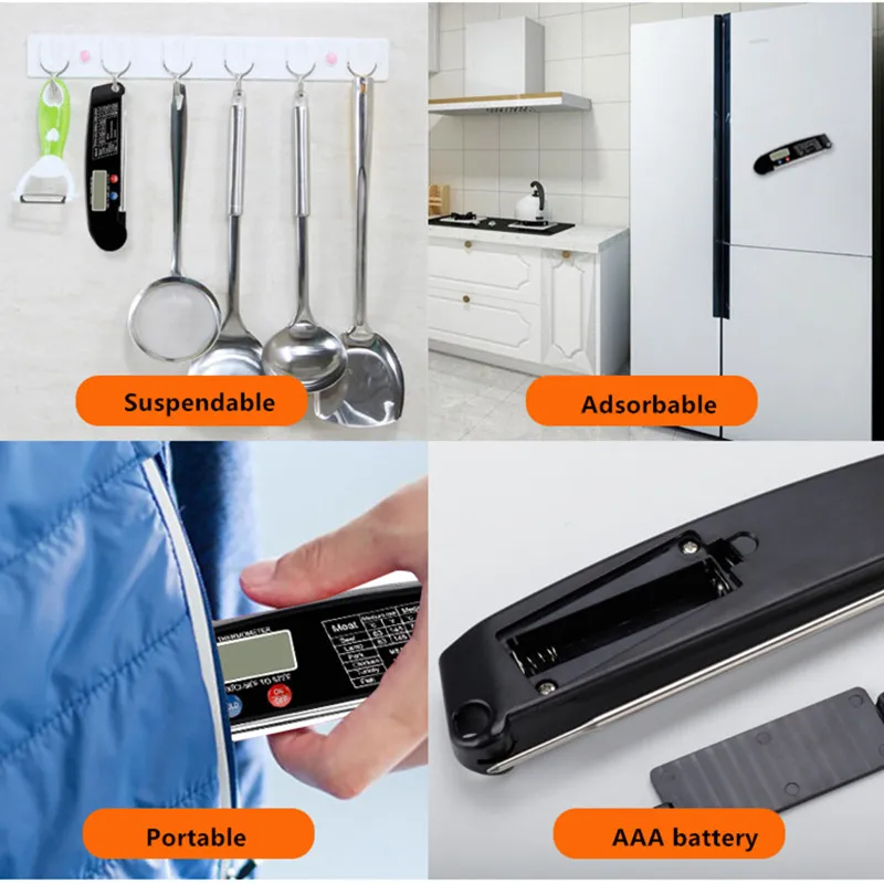 Digital Thermometer Food Thermometer BBQ Thermometer Digital Kitchen Food Thermometer For Meat Water Milk Cooking Food Probe BBQ Electronic Oven Thermometer Kitchen Tools