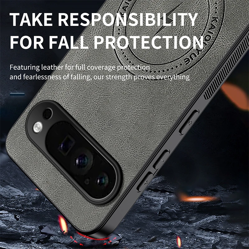 Leather Magnetic Phone Case with MagSafe Wireless Charging Compatibility