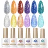 BORN PRETTY 6pcs Reflective Glitter Gel Nail Polish Set Pink Red Reflective Super Shine Glitter Gel Semi Permanent UV LED Varnis 1