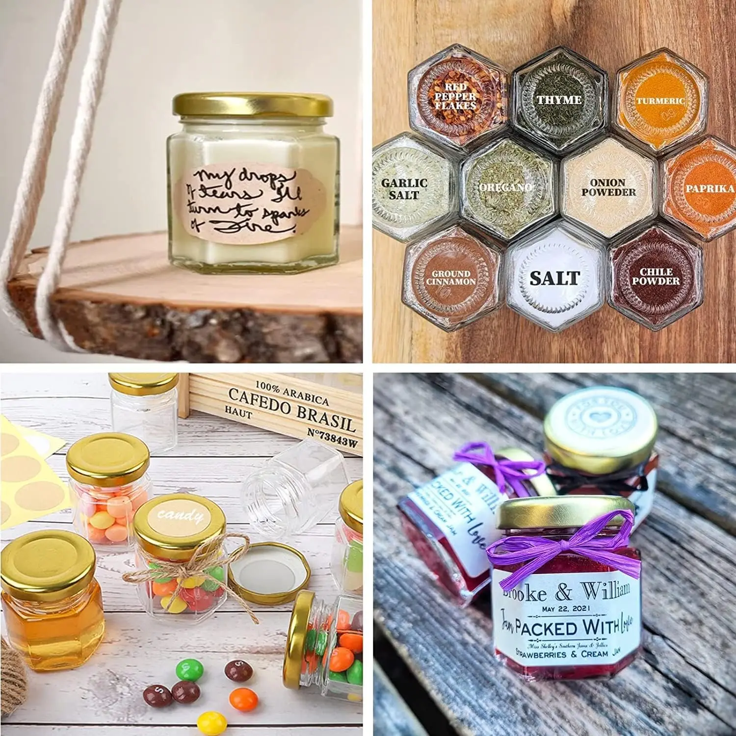 20 pack 1.5oz Mini Glass Honey jars Small Hexagon Honey Jars with Dipper Empty Glass Jars for Baby Shower Wedding Favors Party F glass honey jars