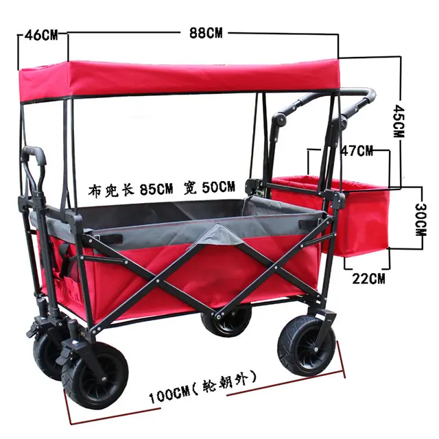 Európai Kerti Kocsik Kültéri Kemping Összecsukható Kocsi Kerekekkel Kosár Tengerparti Háztartási Bevásárló - Image 5