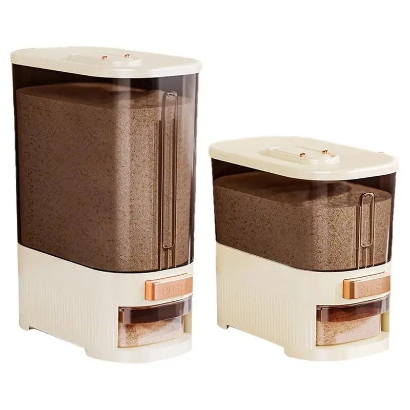 투명 쌀 디펜서 곡물 보관 상자, 곤충 방지 식품 용기, 뚜껑 및 컵이 있는 밀폐 항아리 