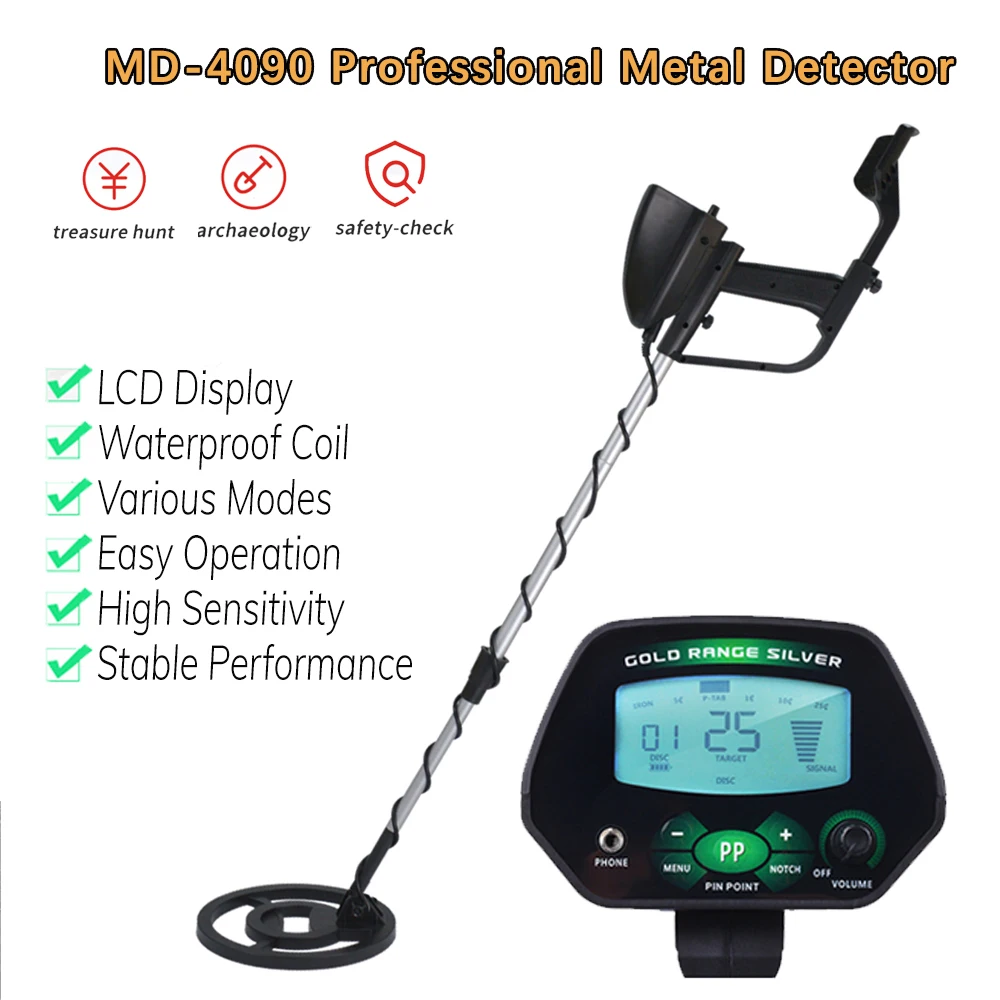 

Professional Underground Metal Detector MD-4090 Gold Detector High Accuracy Metal Finder Waterproof Search Coil Seeker Treasure