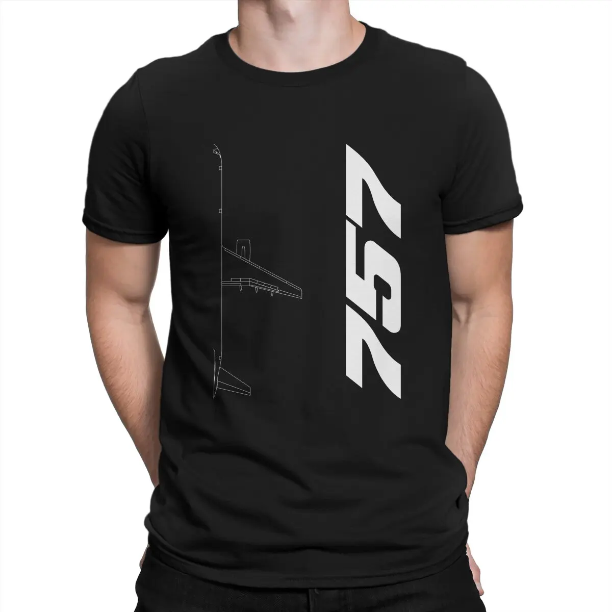 thumbnail image 1 of Camiseta Boeing 757 de algodón para hombre, divertida camiseta de cuello redondo para amantes de los aviones, ropa de manga corta, idea de regalo, 1 of 6