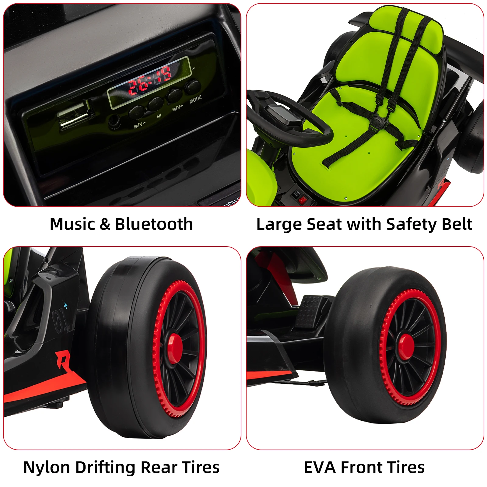 Go Kart for Kids 24V Drift Kart with 2X200W Strong Motor 7AH Big Battery Electric Pedals Electric Go Outdoor Race Toy