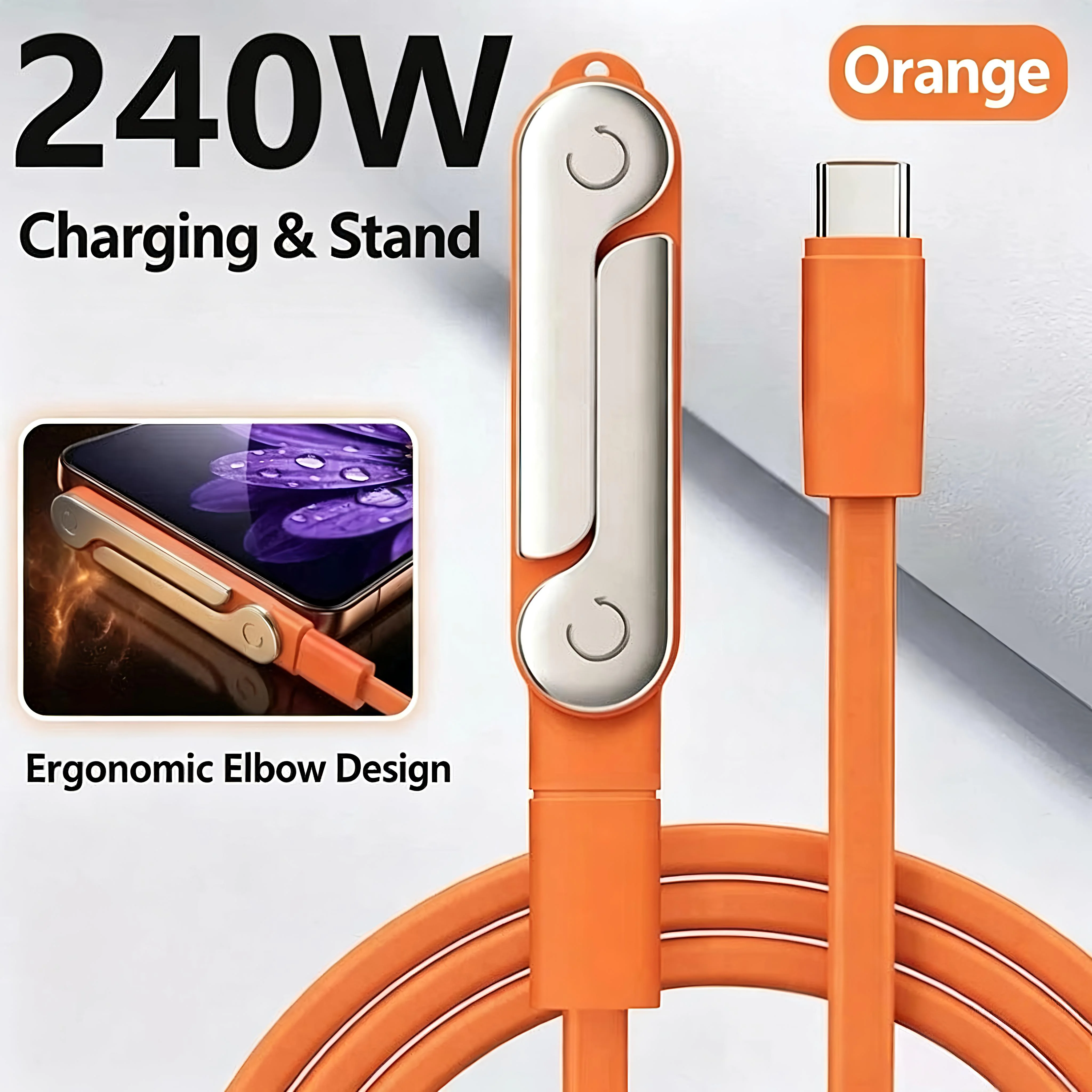 ตัวเลือกสินค้า อะแดปเตอร์ชาร์จเร็ว USB-C พับได้ กำลังไฟ 240W พร้อมสายถอดได้