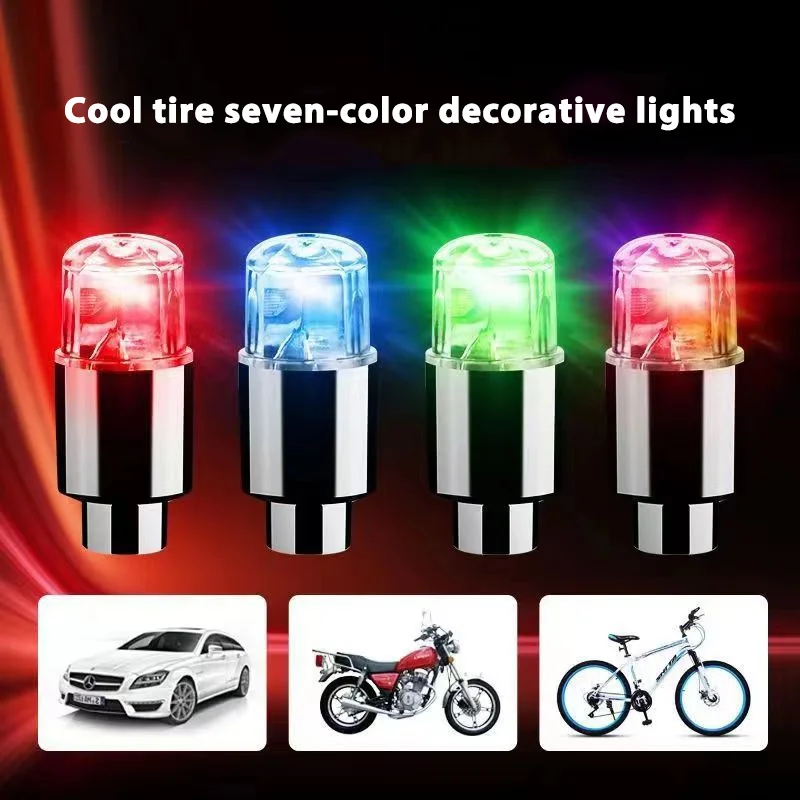 2PCS Colorful LED Wheel Valve Lights Motorcycles Bicycles Car Wheel Tire Valve Caps Universal Dustproof Bicycle Cover tire valve cap lights