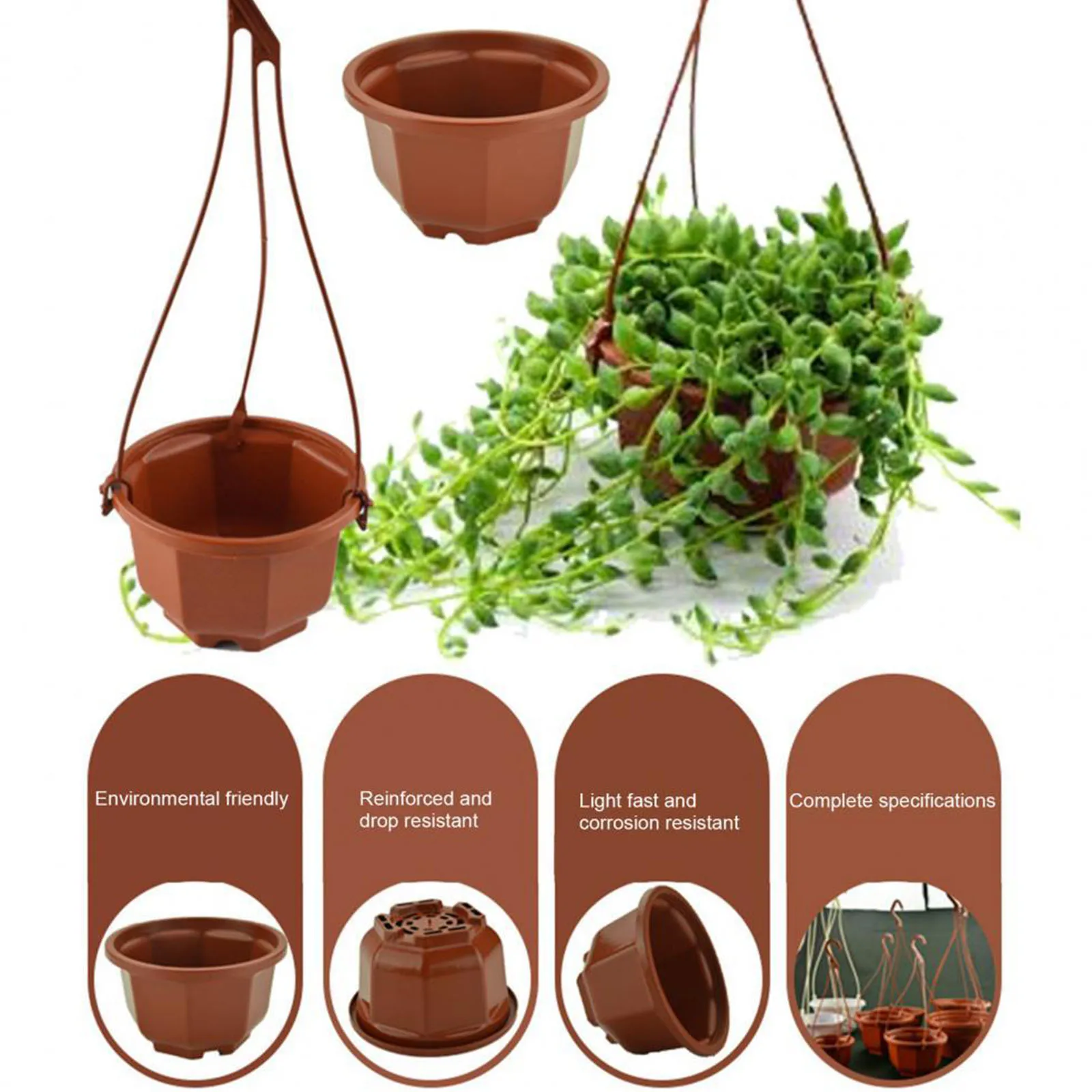 14PCS-Plastic-Hanger-Flower-Pot-Chain-Tray-Plant-Basket-Holder-Care-Soil-Orchid-Balcony-Garden-Wall.jpeg 14Db Műanyag Fogas Virágcserép -Tálca Tálca Kosár Tartó Gondozó Talaj Orchidea Erkély Kerti Fal Dekoráció Kültéri Beltéri Beltér - Image 3