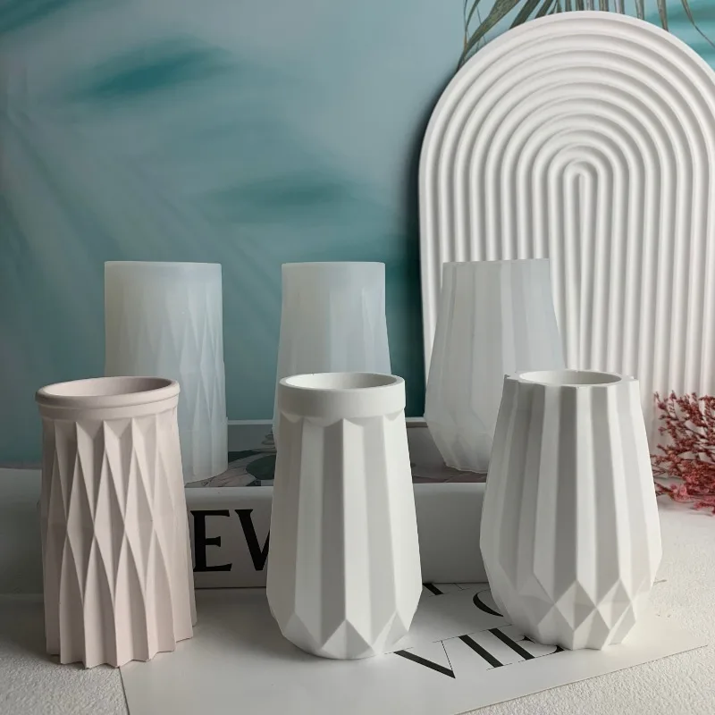 Faceted Vase Silicone Mold Concrete Flower Vase Mold Geometric Plaster Cement Molds Epoxy Resin Art Mould Home Decor