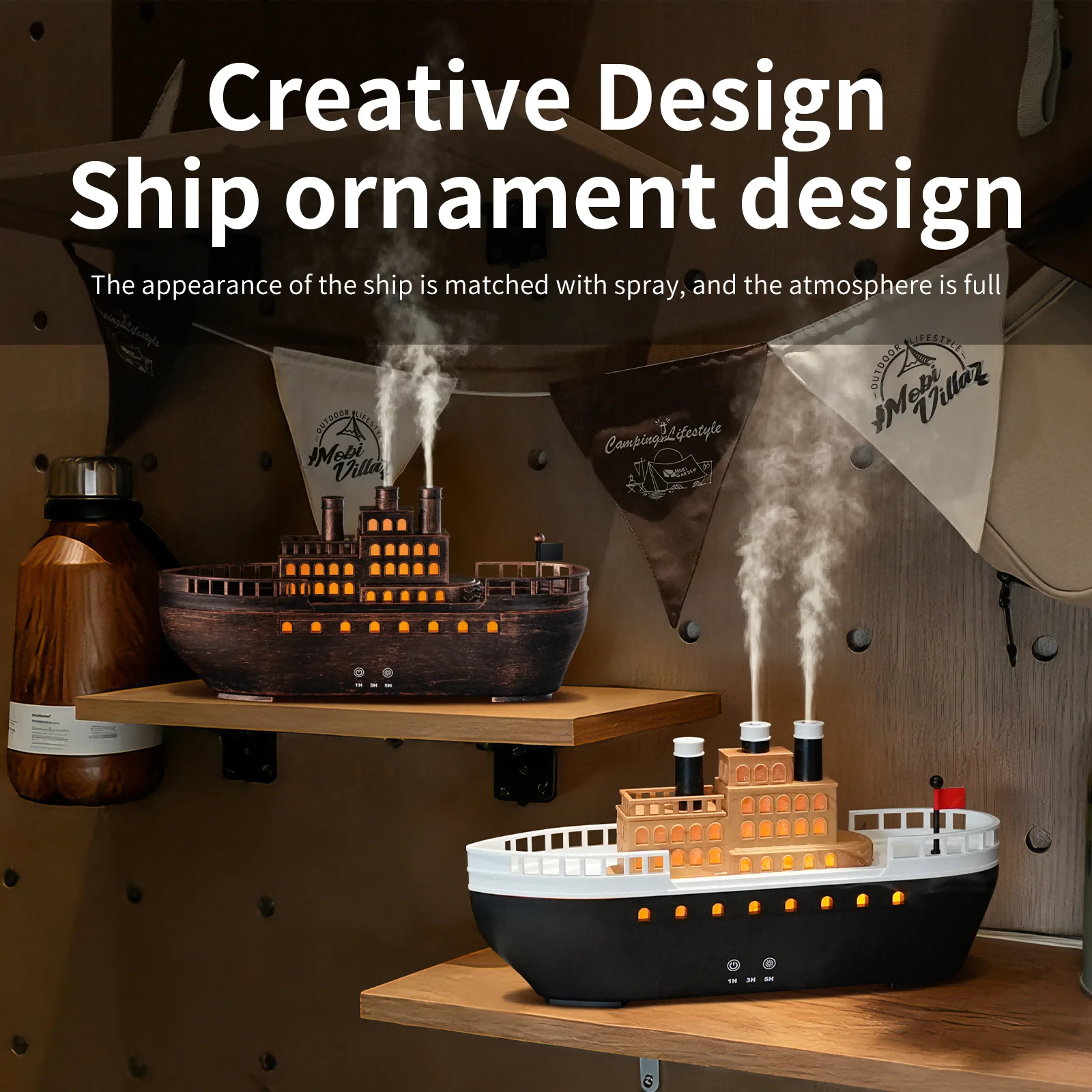 2026 New Ship Aroma Diffuser, Multi-color Flame Effects, Quiet Fine Mist, 3-level Timing – Air Humidifier for Home, Office 4