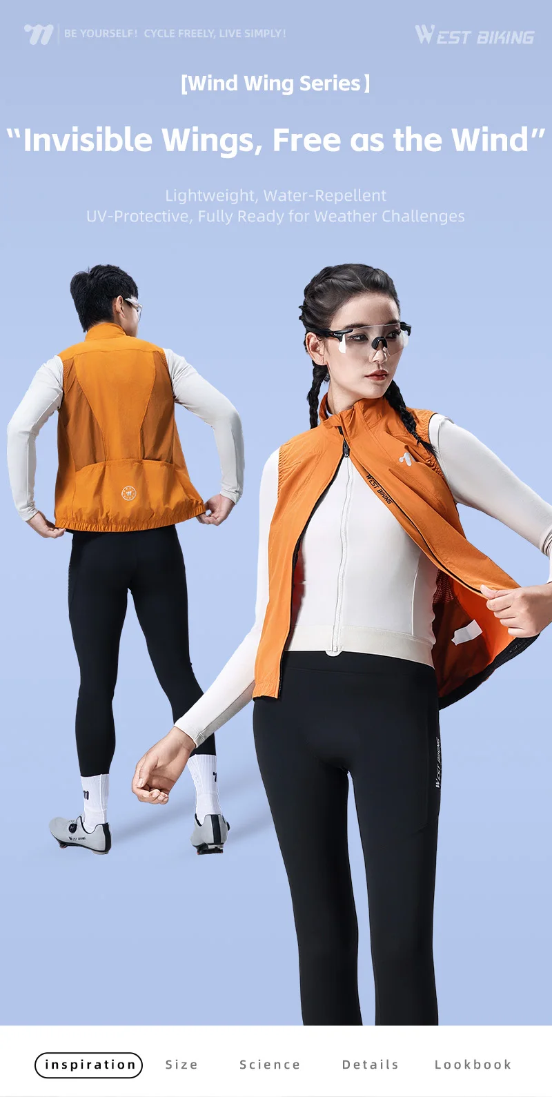 WEST BIKING Fahrradweste für Herren, winddicht, wasserdicht, leicht, MTB-Fahrradbekleidung mit Taschen für Rennrad-Reitausrüstung – Detail 1